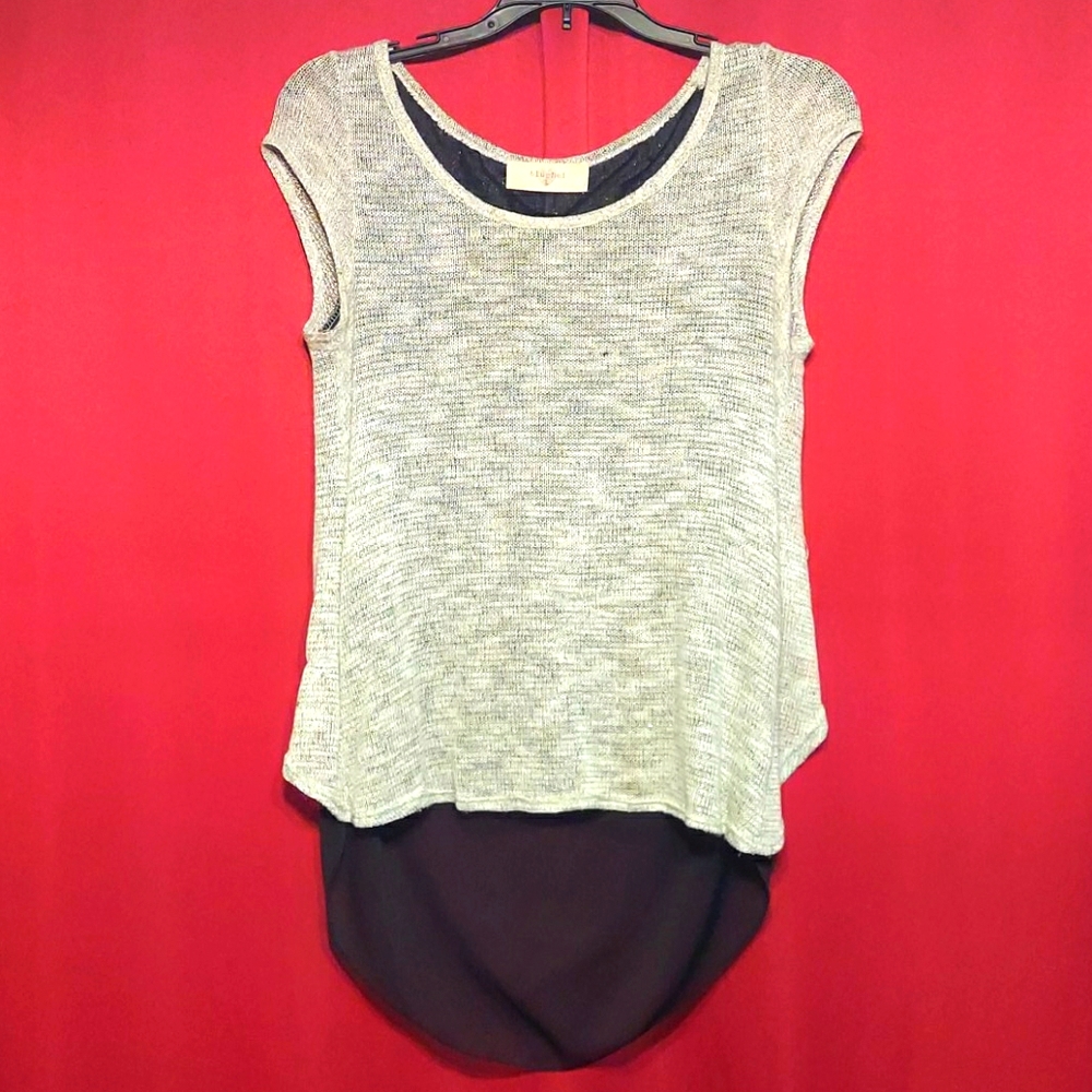 Silver and black top